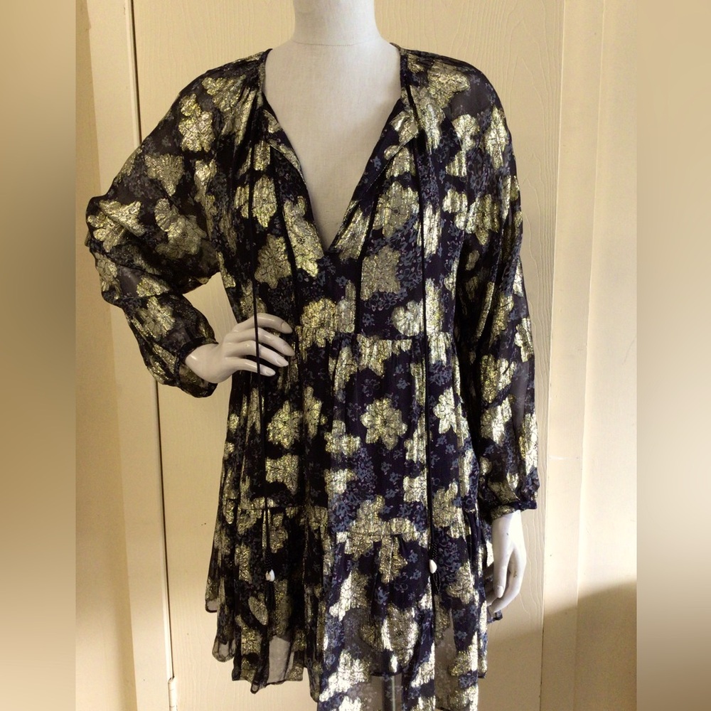Zara Metallic Rose baby doll dress